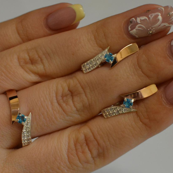 Срібний набір з накладками золота