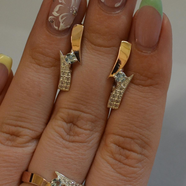 Срібний набір з накладками золота