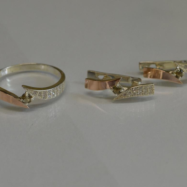 Срібний набір з накладками золота