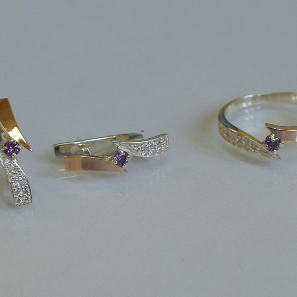 Срібний набір з накладками золота