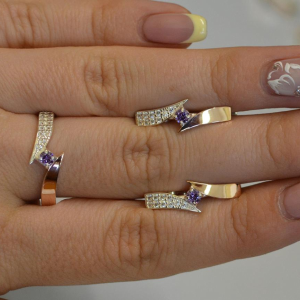 Срібний набір з накладками золота