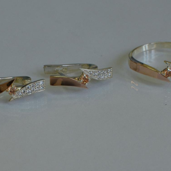 Срібний набір з накладками золота