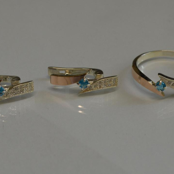 Срібний набір з накладками золота