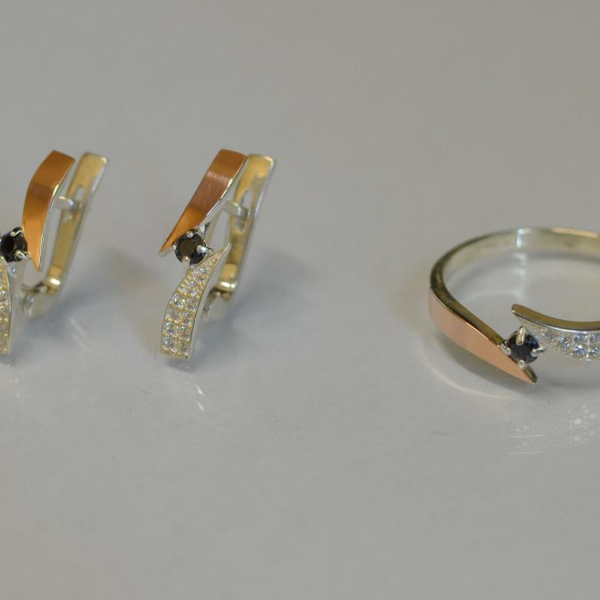 Срібний набір з накладками золота