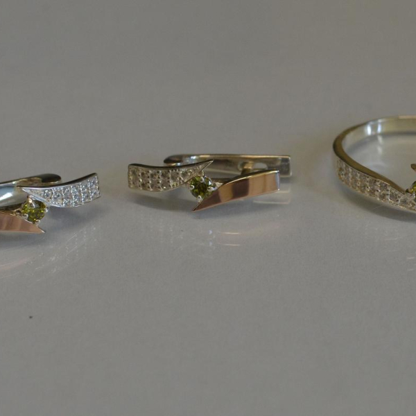 Срібний набір з накладками золота