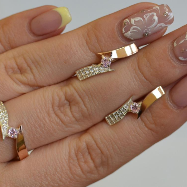 Срібний набір з накладками золота