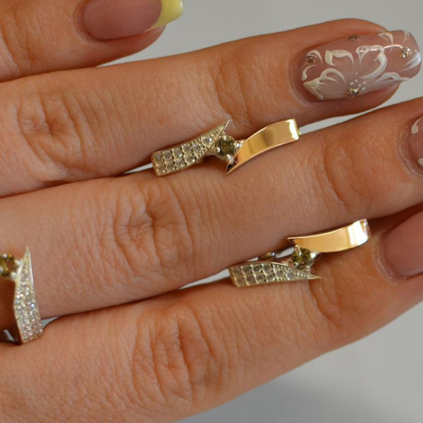 Срібний набір з накладками золота