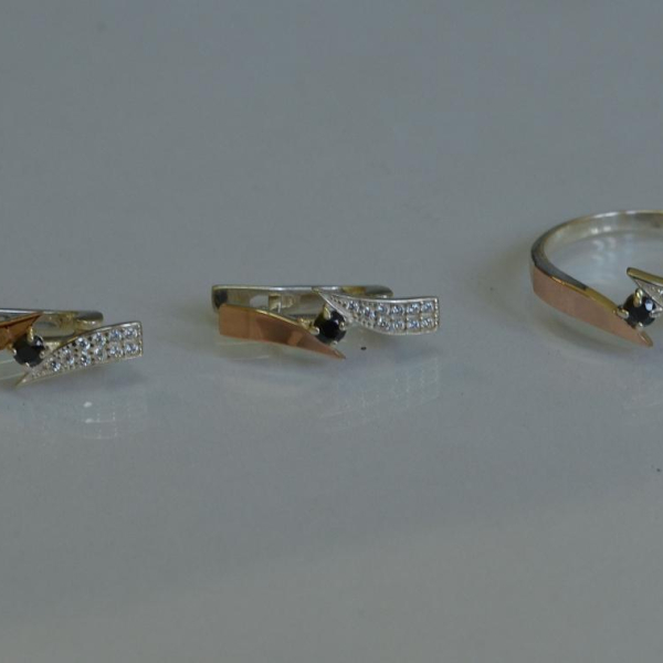 Срібний набір з накладками золота