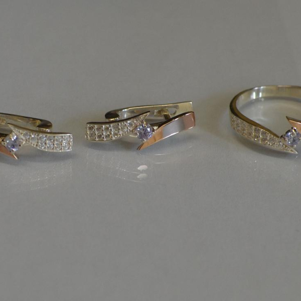 Срібний набір з накладками золота