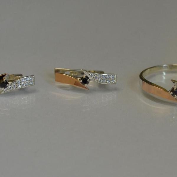 Срібний набір з накладками золота