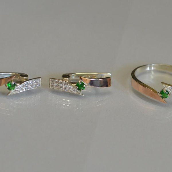 Срібний набір з накладками золота