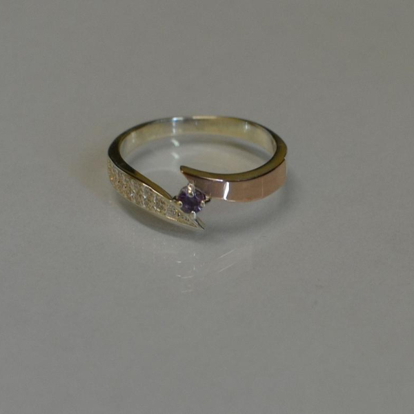 Срібна каблучка з накладкой золота