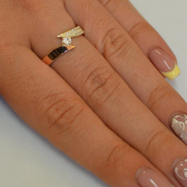 Срібна каблучка з накладкой золота