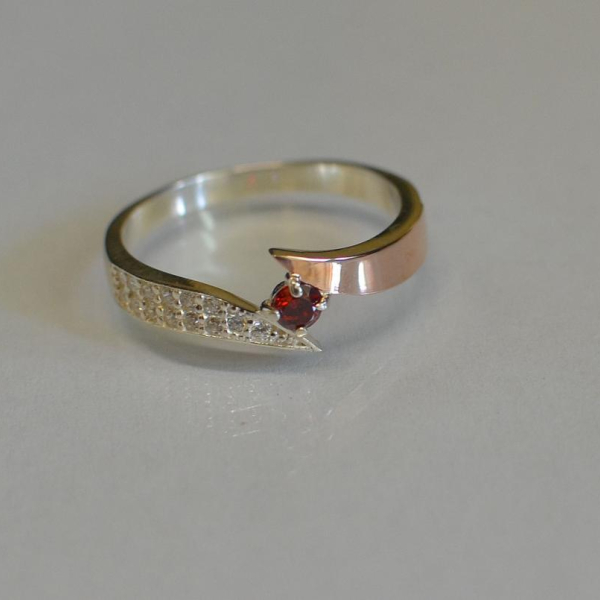 Срібна каблучка з накладкой золота