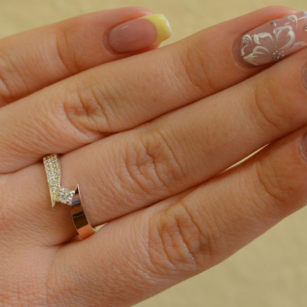 Срібна каблучка з накладкой золота