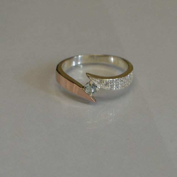 Срібна каблучка з накладкой золота