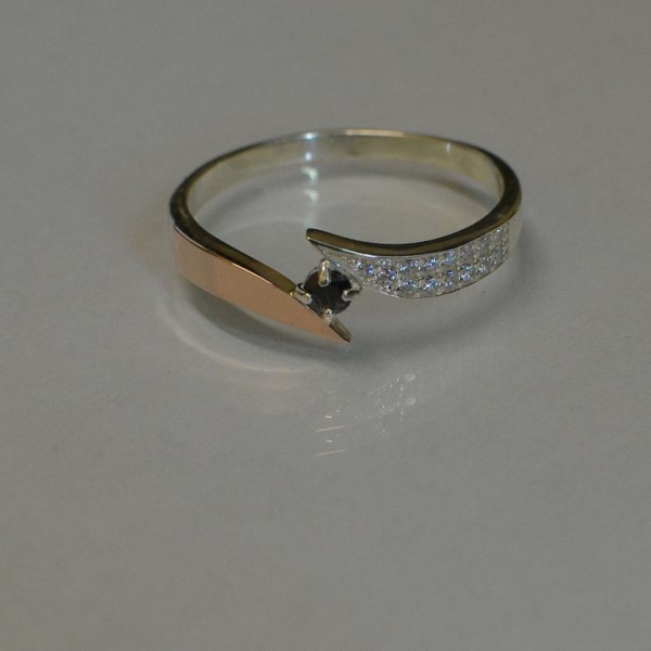 Срібна каблучка з накладкой золота