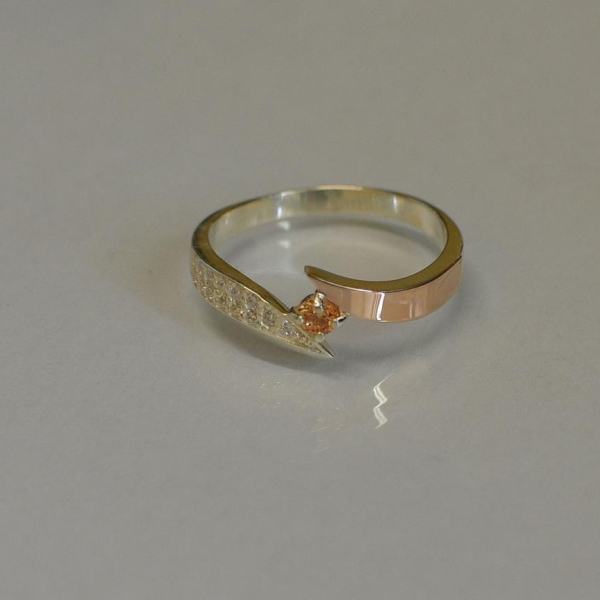 Срібна каблучка з накладкой золота