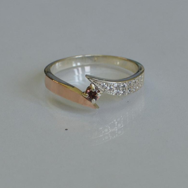 Срібна каблучка з накладкой золота