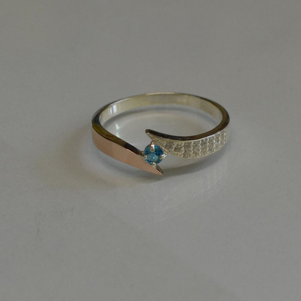 Срібна каблучка з накладкой золота