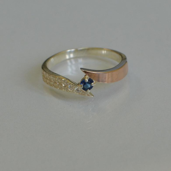 Срібна каблучка з накладкой золота