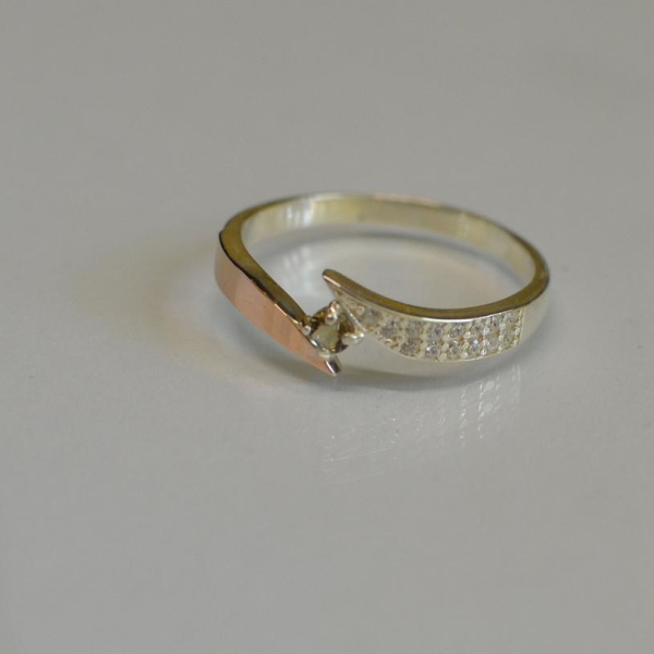 Срібна каблучка з накладкой золота