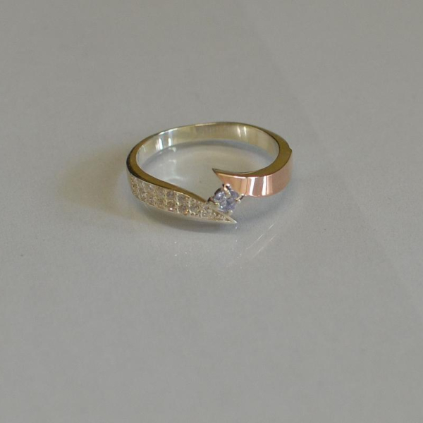 Срібна каблучка з накладкой золота