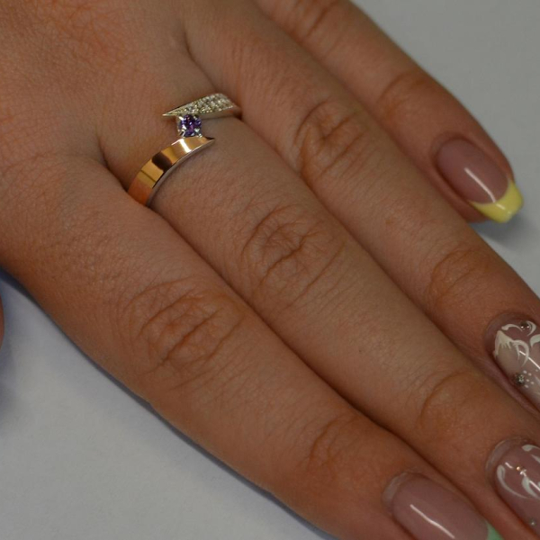 Срібна каблучка з накладкой золота