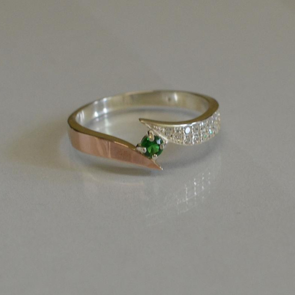 Срібна каблучка з накладкой золота