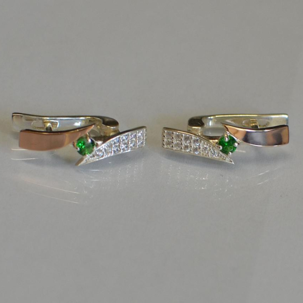 Серьги серебряные с накладками золота