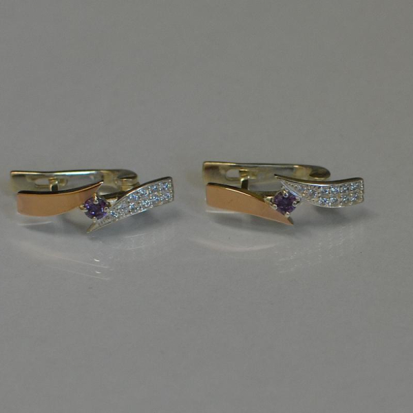 Серьги серебряные с накладками золота