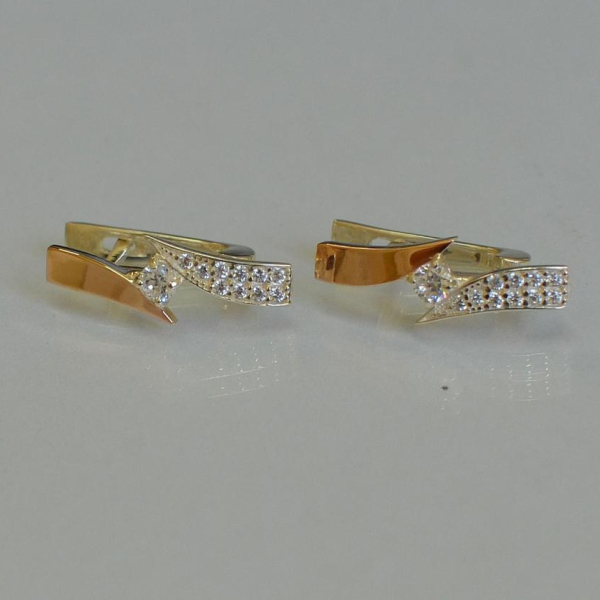 Серьги серебряные с накладками золота