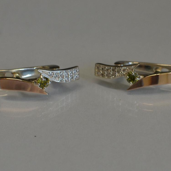 Серьги серебряные с накладками золота