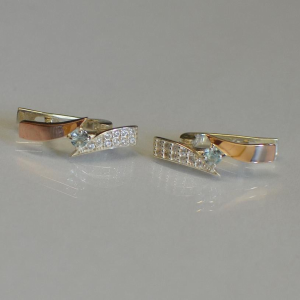 Серьги серебряные с накладками золота