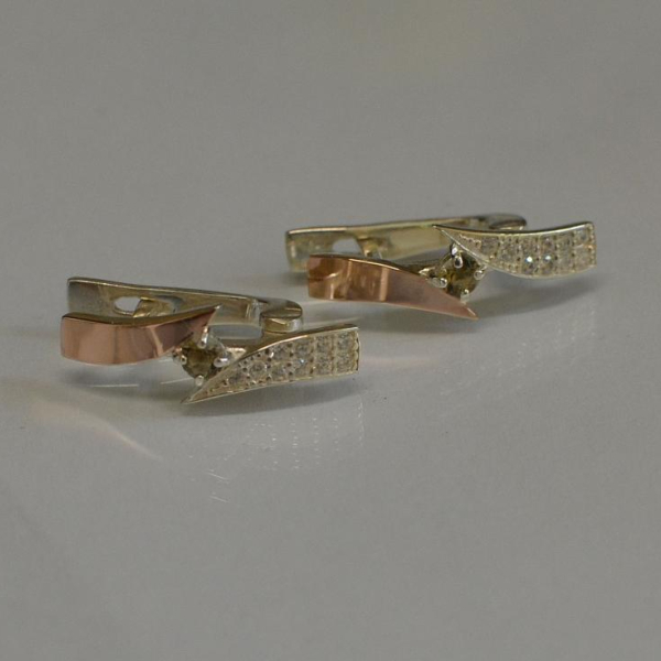 Серьги серебряные с накладками золота