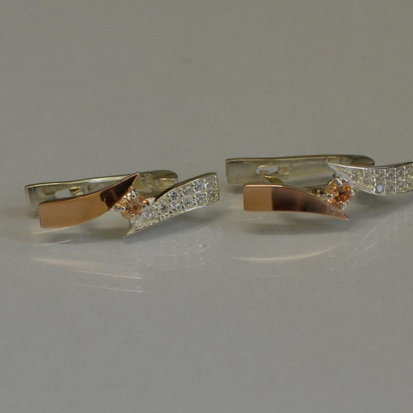 Серьги серебряные с накладками золота