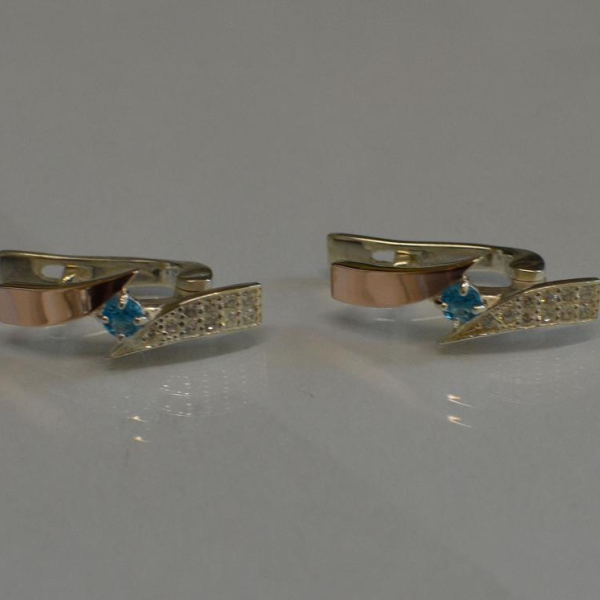 Серьги серебряные с накладками золота