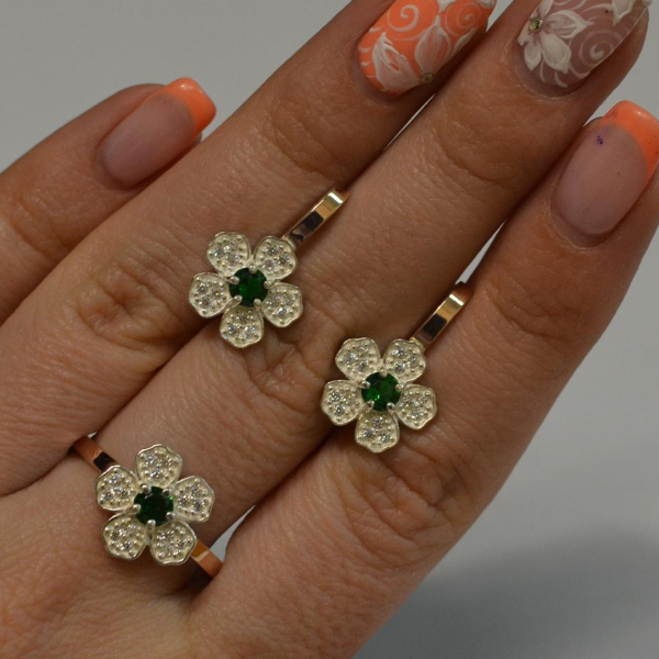 Набір срібний з золотими пластинами