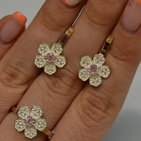 Набір срібний з золотими пластинами