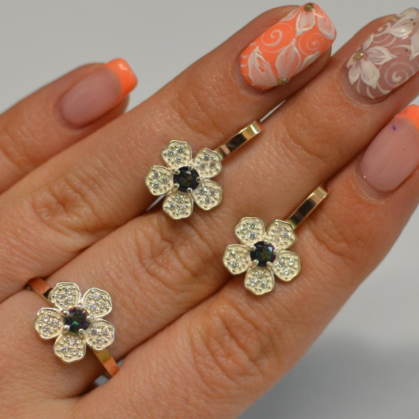 Набір срібний з золотими пластинами