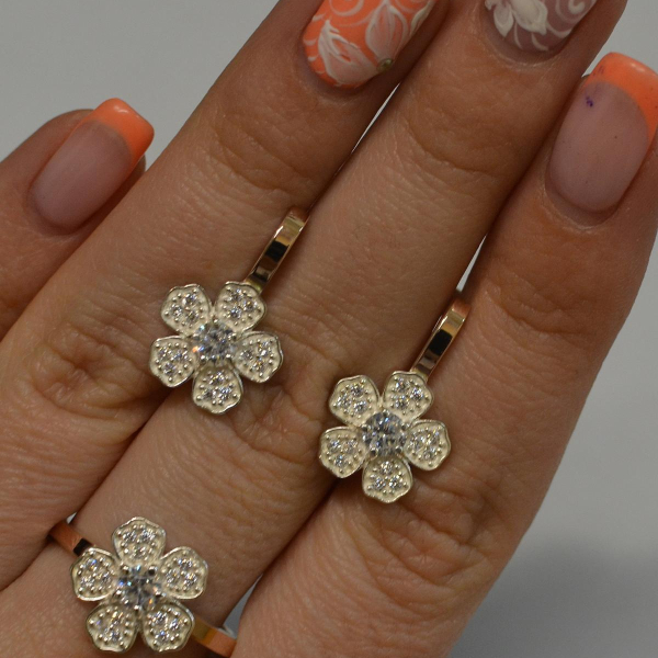 Набір срібний з золотими пластинами