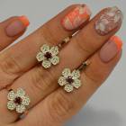 Набір срібний з золотими пластинами