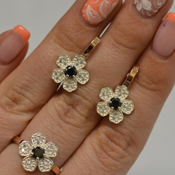 Набір срібний з золотими пластинами