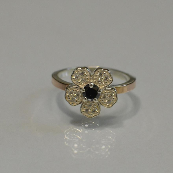 Каблучка срібна з золотими пластинами