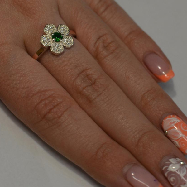 Каблучка срібна з золотими пластинами