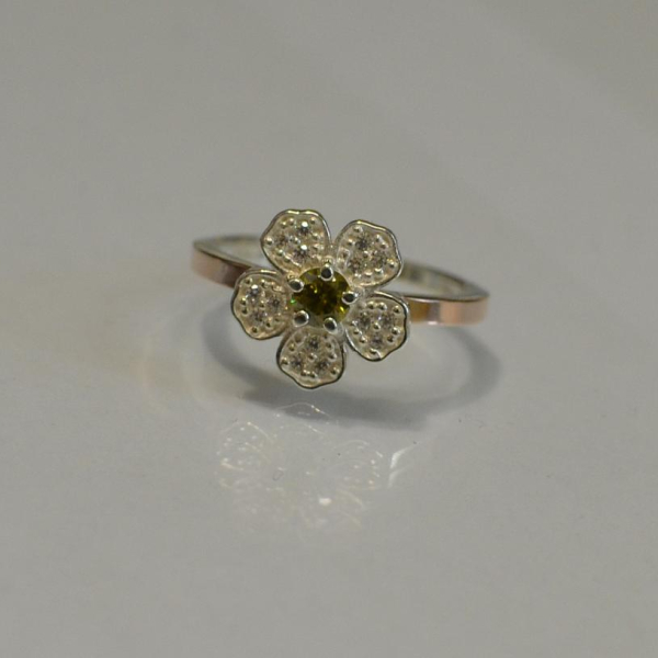 Каблучка срібна з золотими пластинами