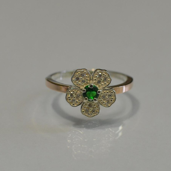 Каблучка срібна з золотими пластинами