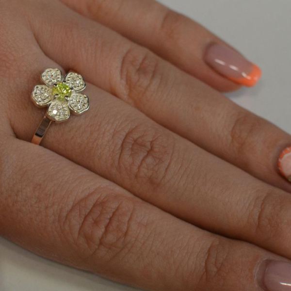 Каблучка срібна з золотими пластинами