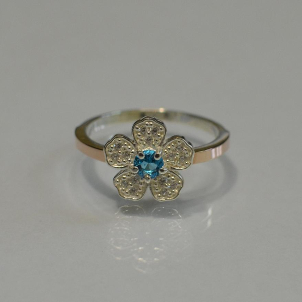 Каблучка срібна з золотими пластинами