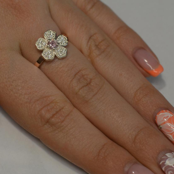 Каблучка срібна з золотими пластинами